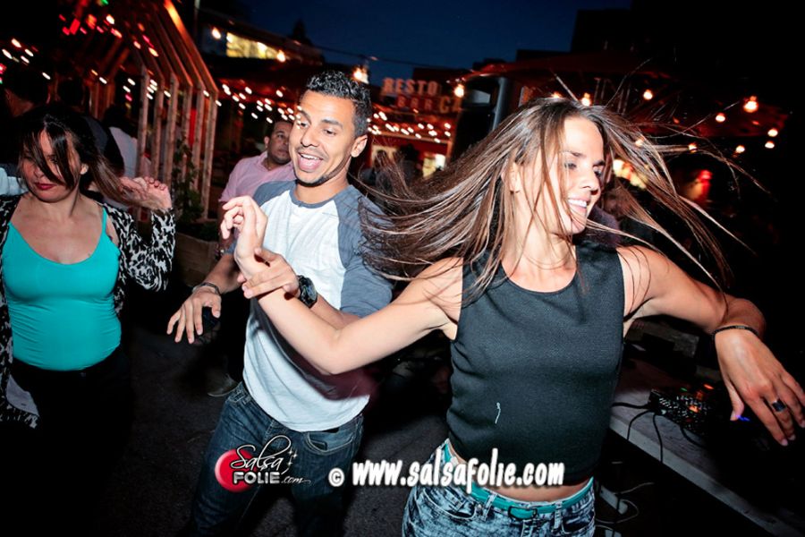 Salsafolie's dance night at Jardins Gamelin, in Quartier des Spectacles in Montreal, Canada